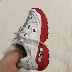 Fila red and white chunky sneakers size 8.5